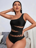 One Shoulder Mesh Monokini