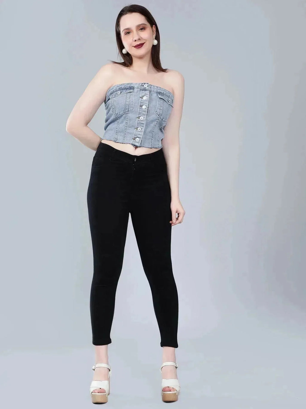 Denim Corset Crop Top
