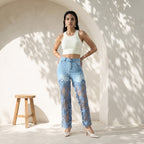 Artistic Lace Denim Jeans