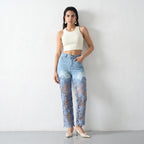 Artistic Lace Denim Jeans