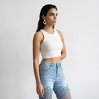 Artistic Lace Denim Jeans