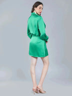 Satin Wrap Short Dress