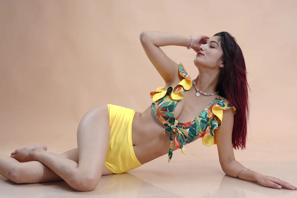 Plunge Tie-Knot Floral Bikini