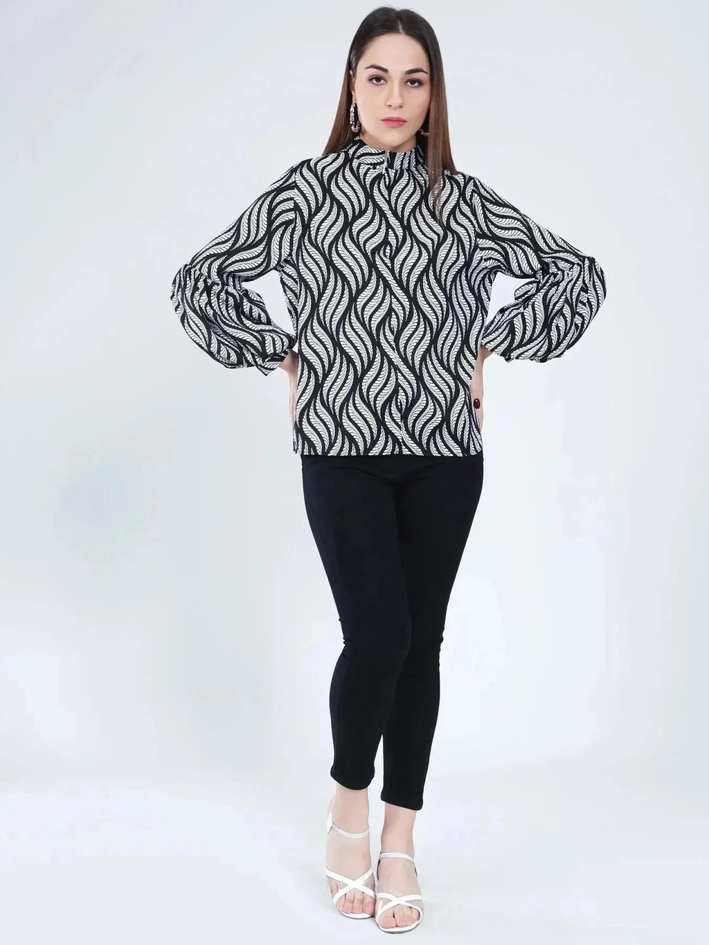 Swirl Leaf Printed Blouse