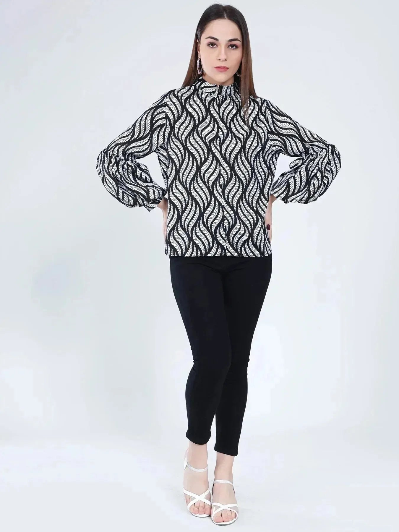 Swirl Leaf Printed Blouse