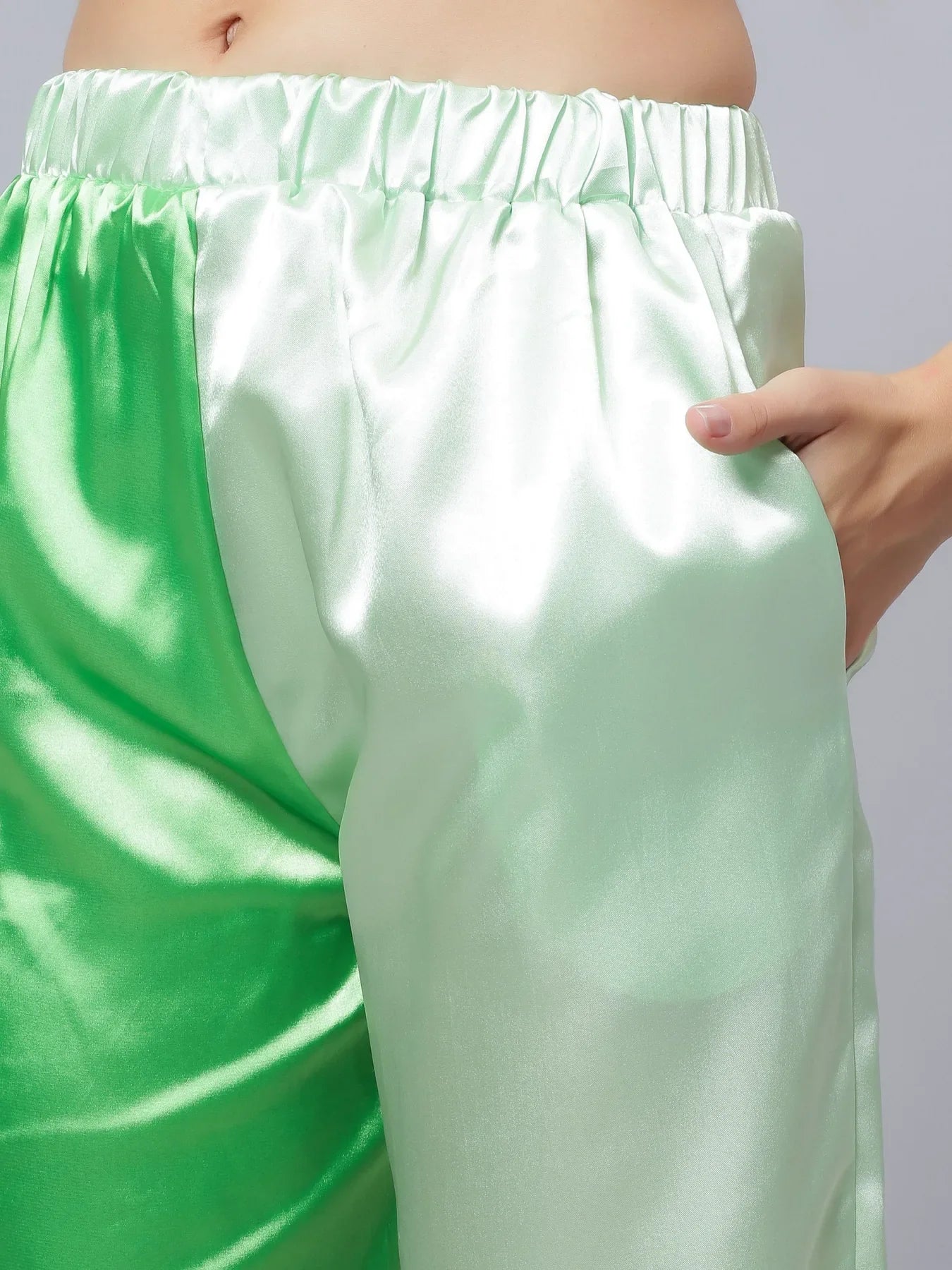 Colorblock Satin Two Piece Set