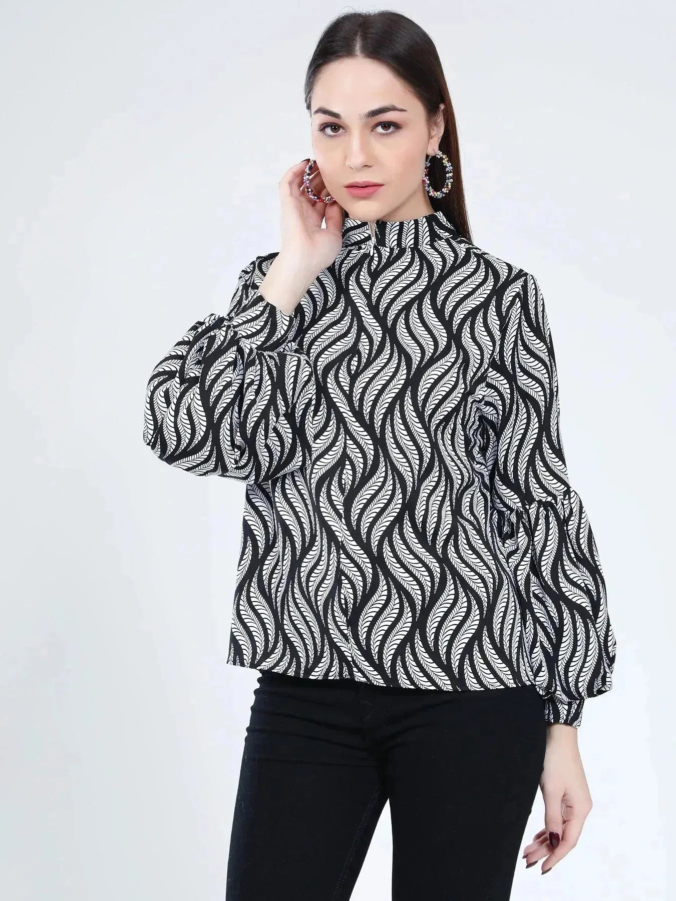 Swirl Leaf Printed Blouse