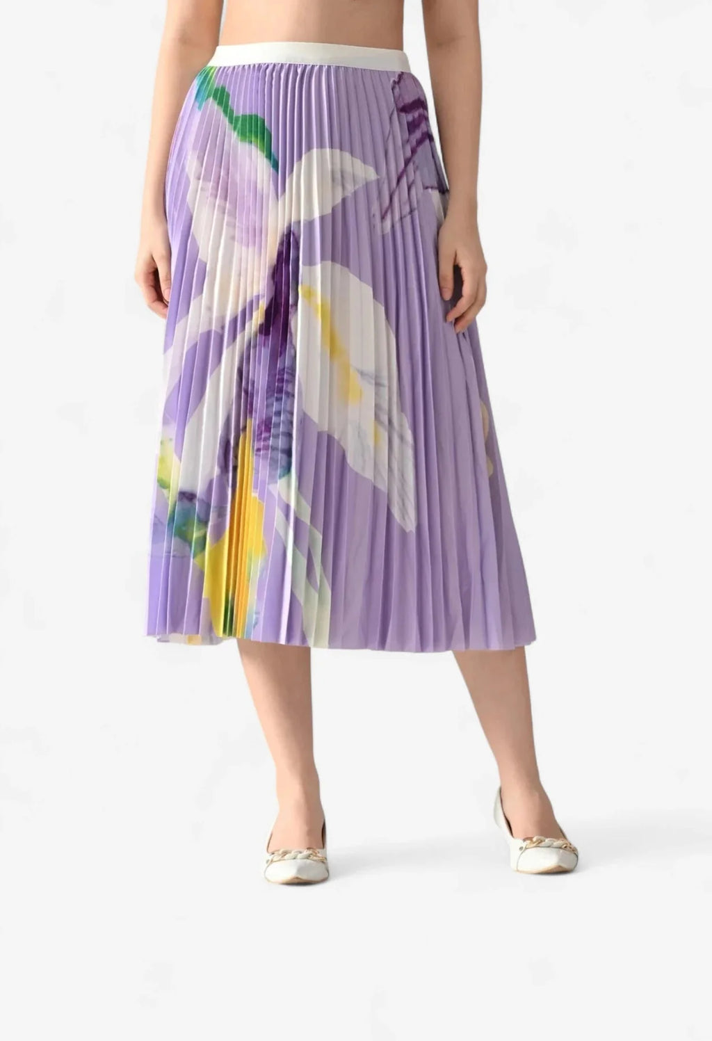 Chromatic Printed Pleated Two Piece Set