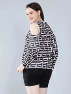 Geometrical Cold Shoulder Blouse
