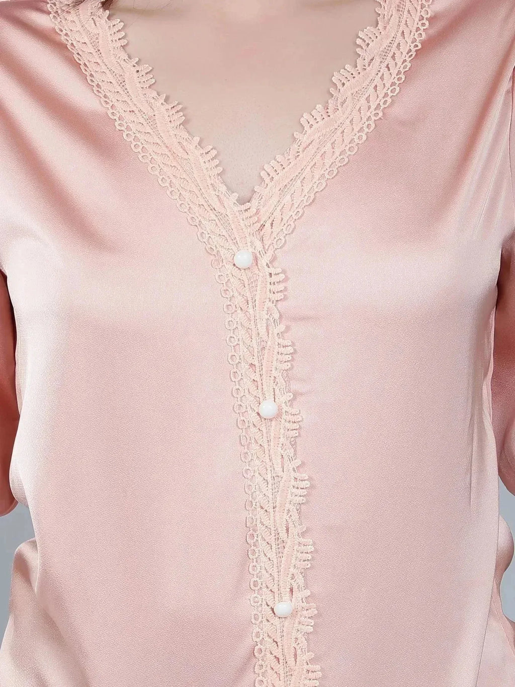 Pearl Knotted Slit Sleeve Blouse