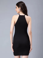 Halter Rhinestone Fringes Necklace Dress