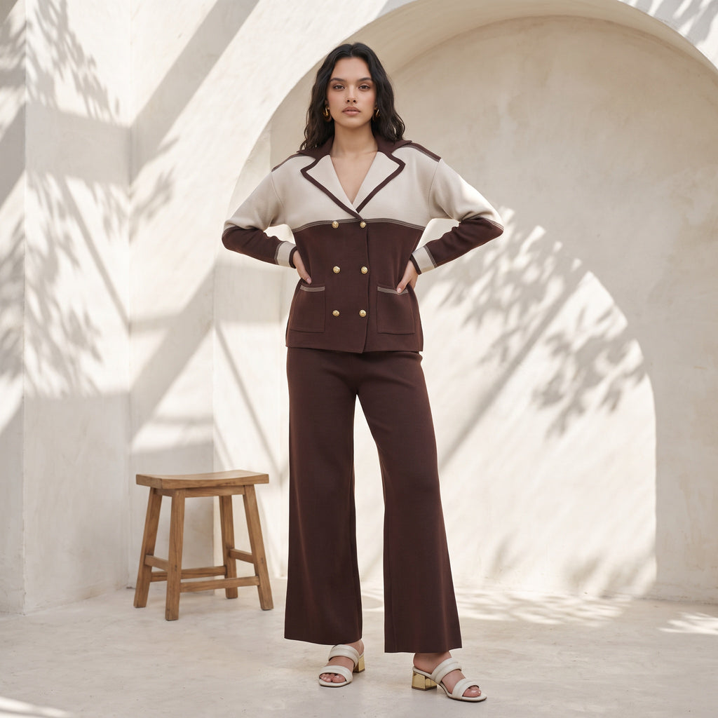 Buttoned Knit Cardigan & Pant Set