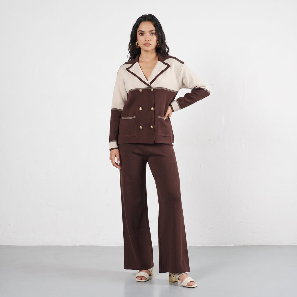 Buttoned Knit Cardigan & Pant Set