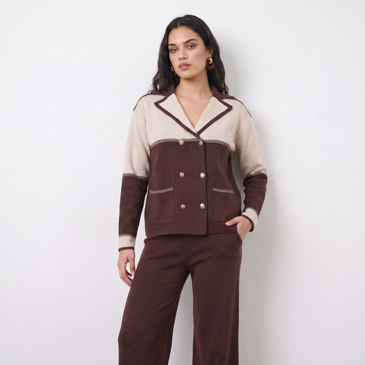 Buttoned Knit Cardigan & Pant Set