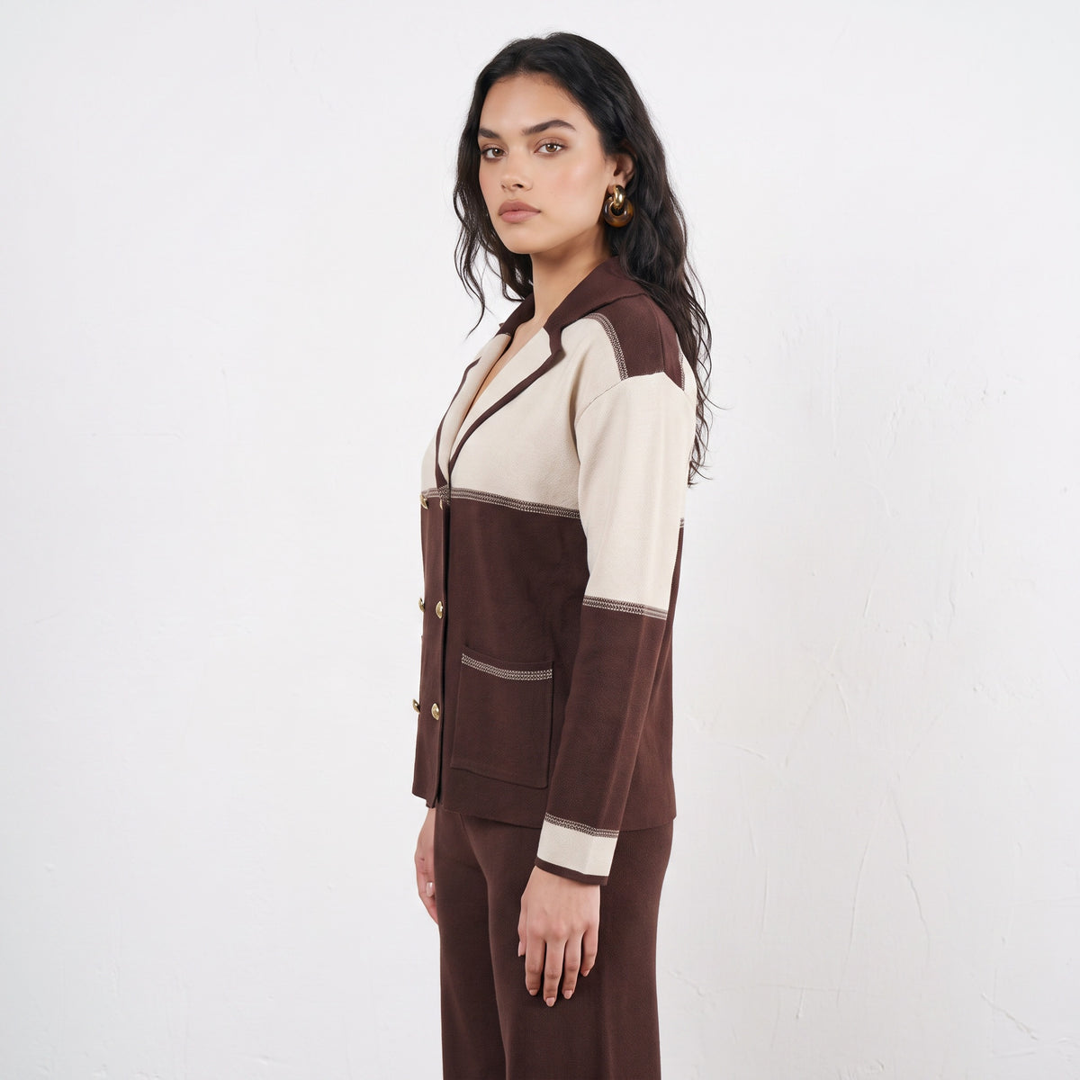 Buttoned Knit Cardigan & Pant Set