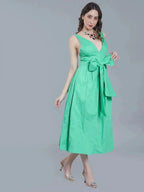 Deep V-Neck Cotton Dress