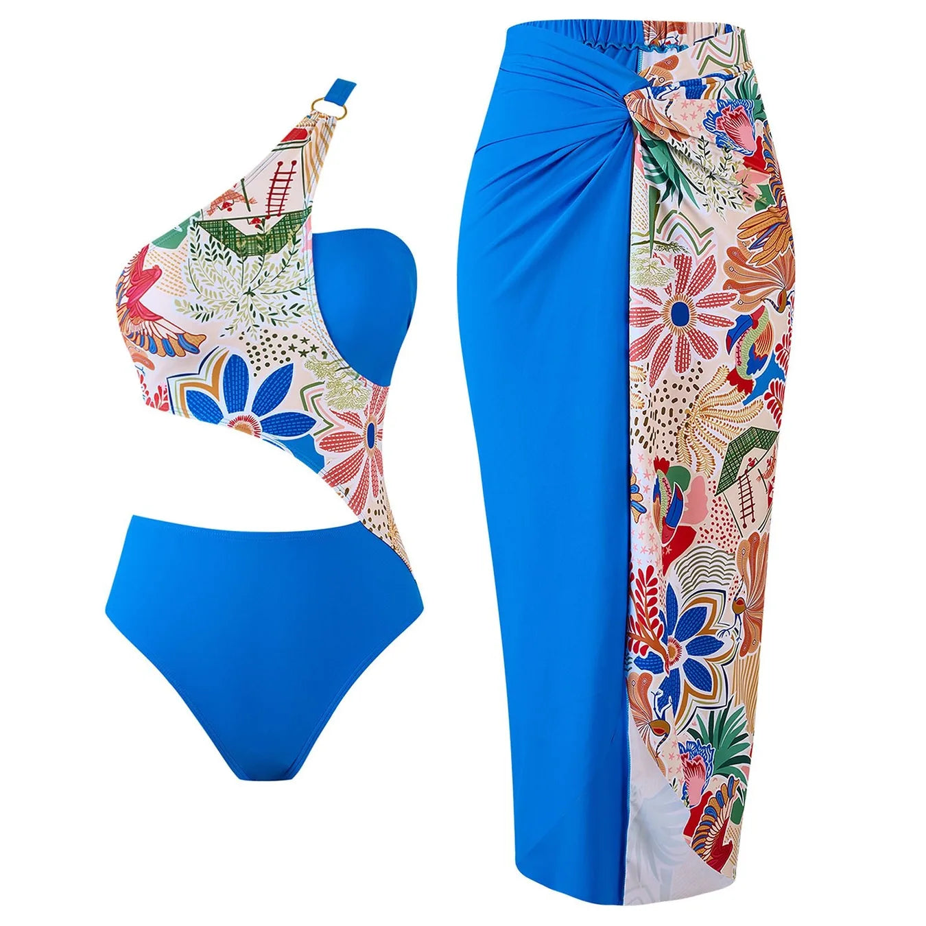 One-Shoulder Monokini with Cover Up