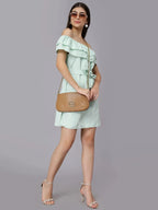 Striped Off-Shoulder Short Dress