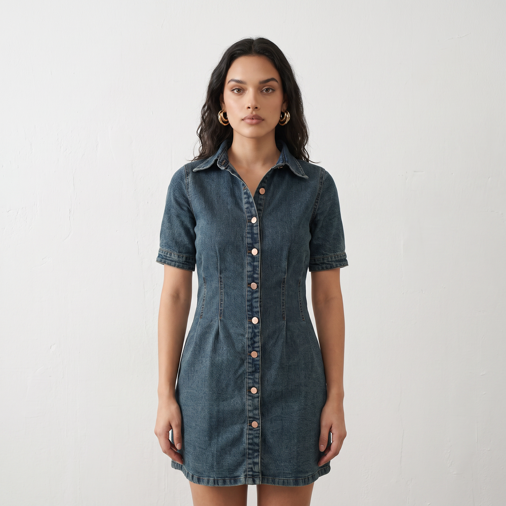 Contour Denim Button-Down Dress