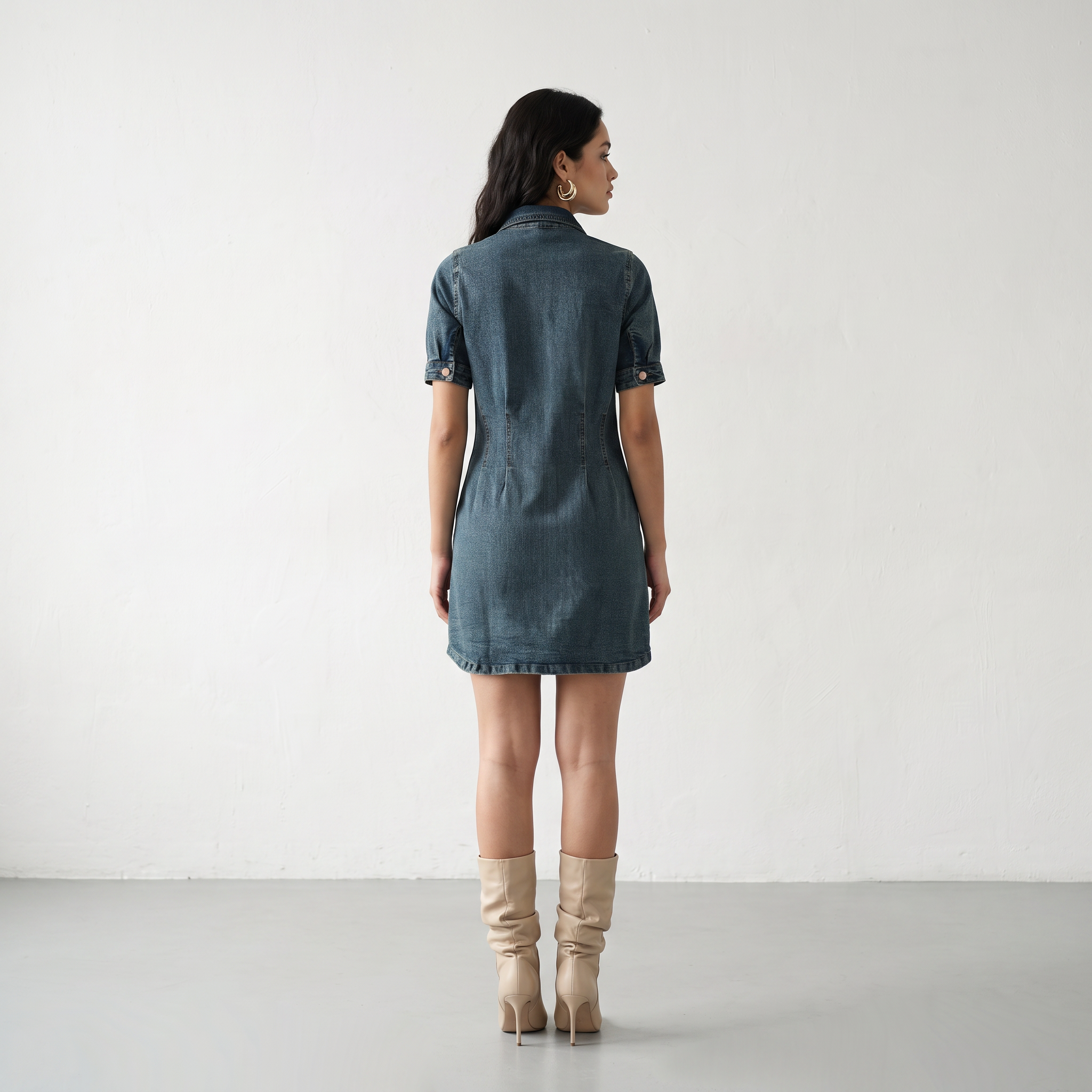 Contour Denim Button-Down Dress