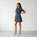 Contour Denim Button-Down Dress
