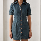 Contour Denim Button-Down Dress