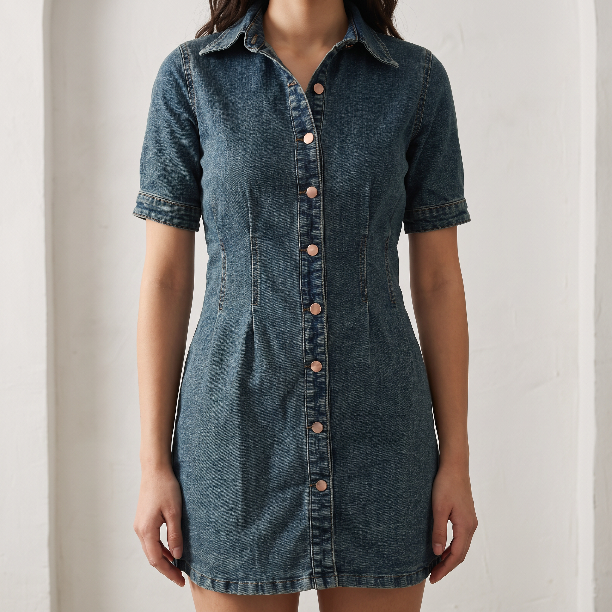 Contour Denim Button-Down Dress