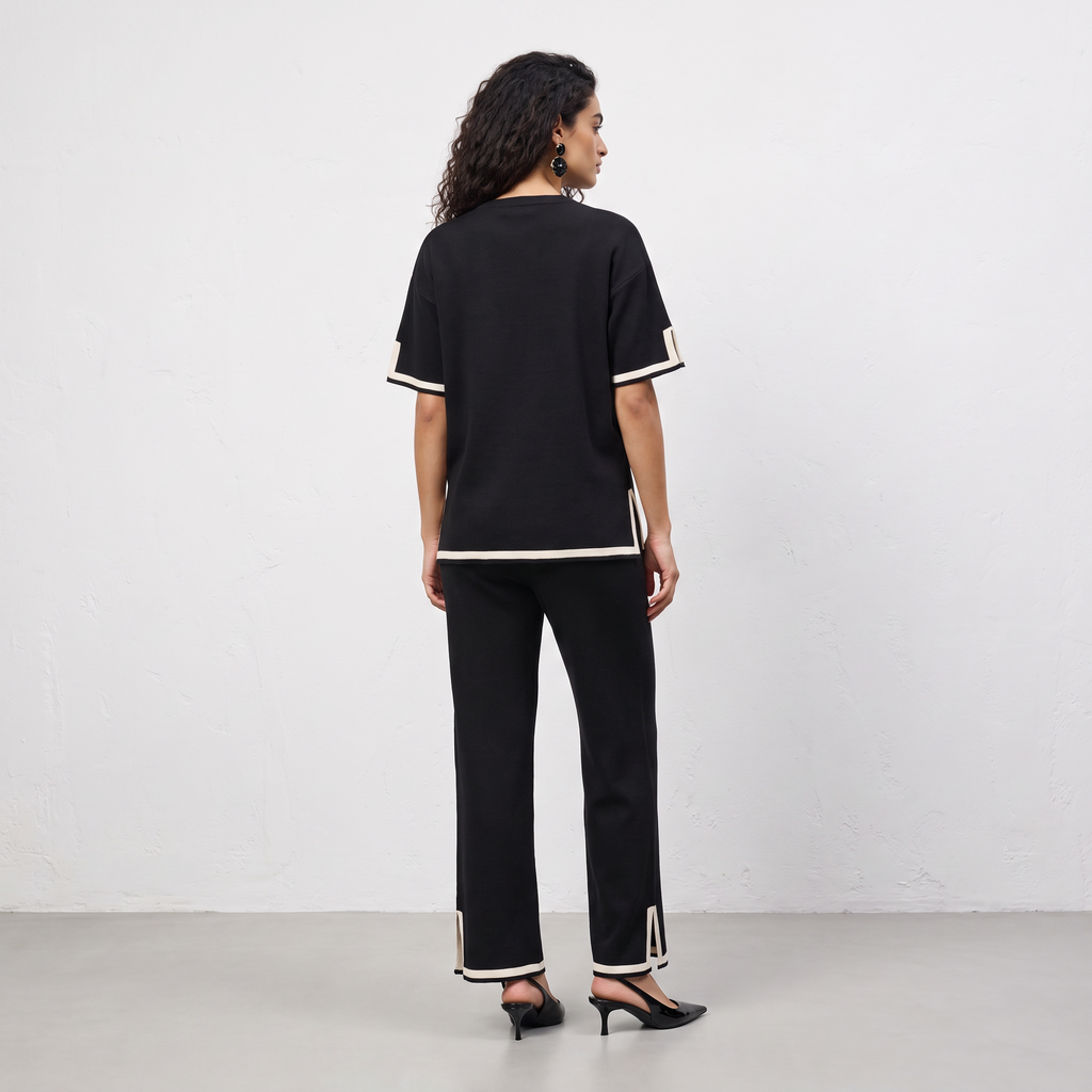 Contrast Knitted Two Piece Set