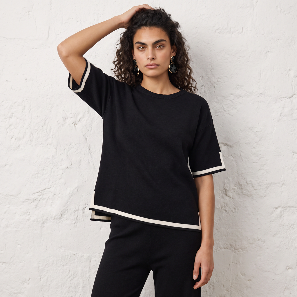Contrast Knitted Two Piece Set