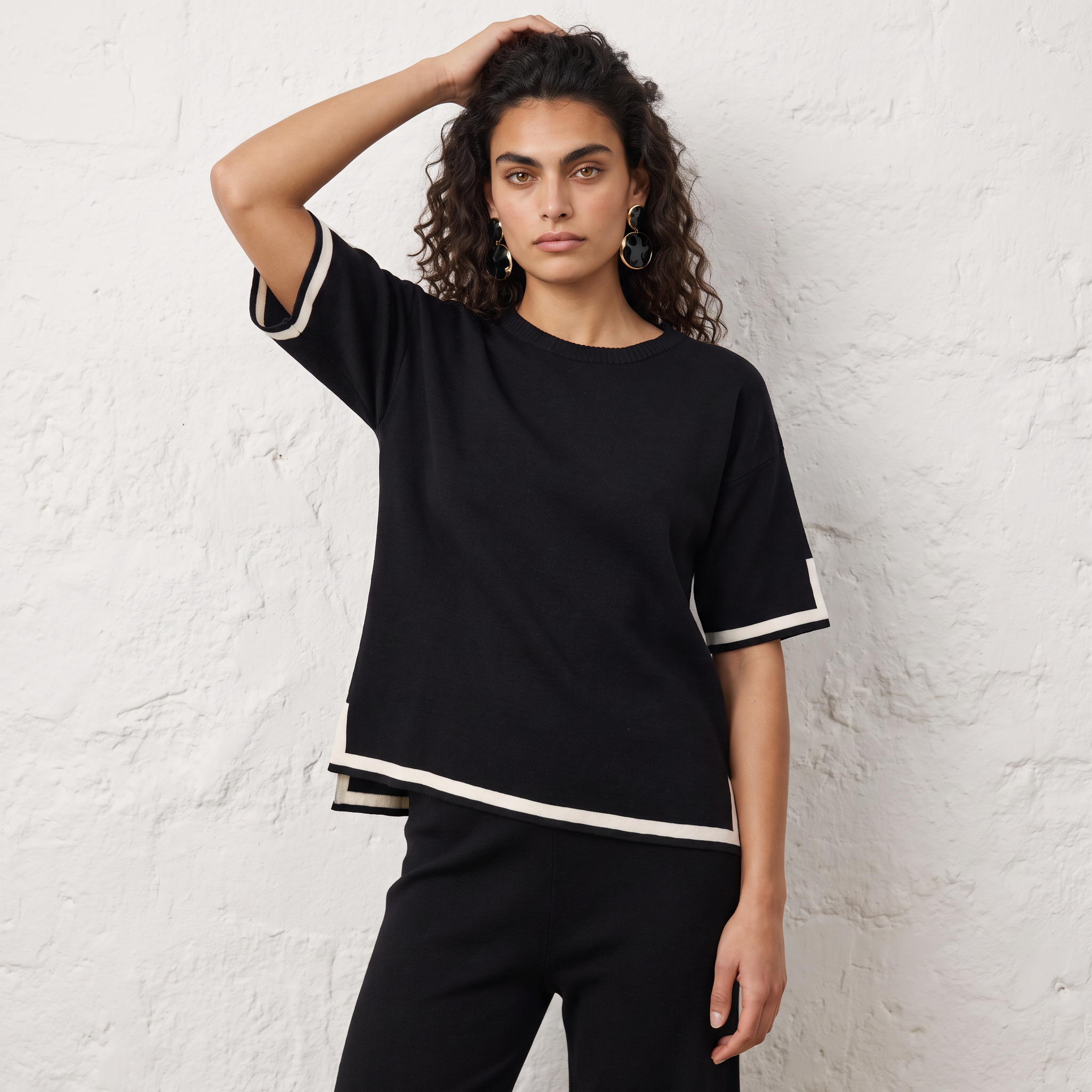 Contrast Knitted Two Piece Set