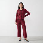 Contrast Piped Knit Co-ord Set
