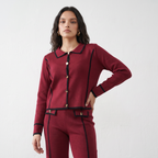 Contrast Piped Knit Co-ord Set