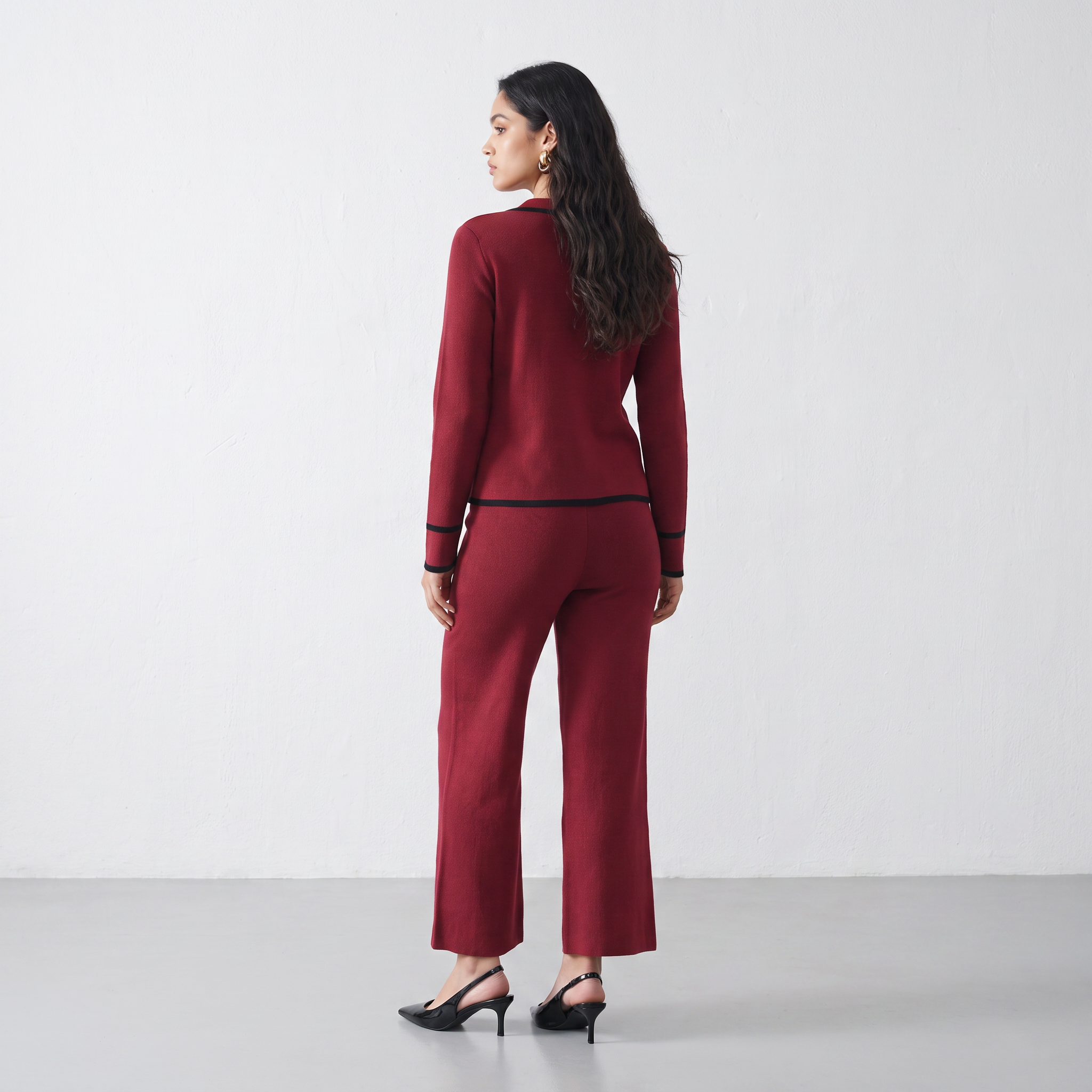 Contrast Piped Knit Co-ord Set