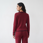 Contrast Piped Knit Co-ord Set
