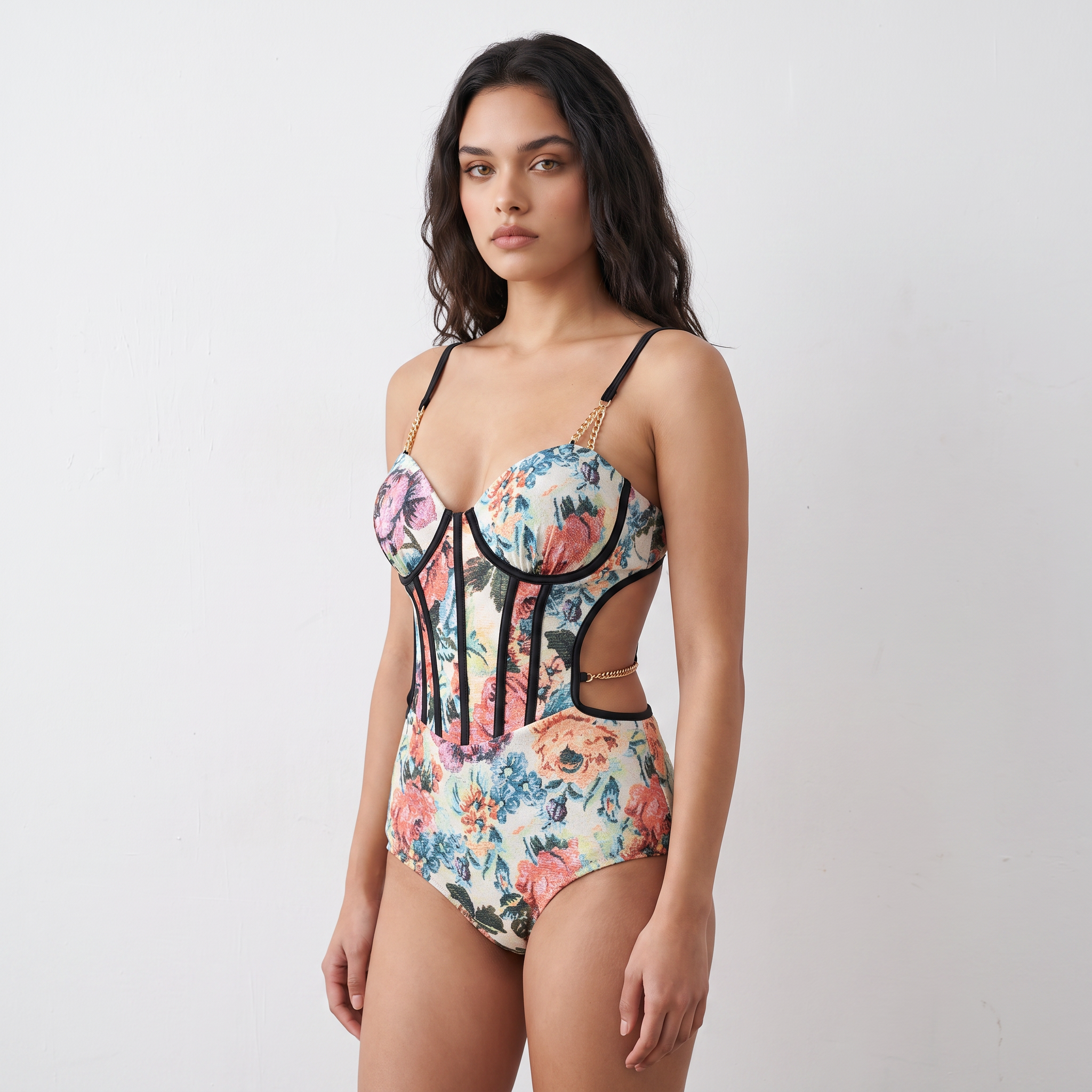 Corset-Style Monokini With Sarong