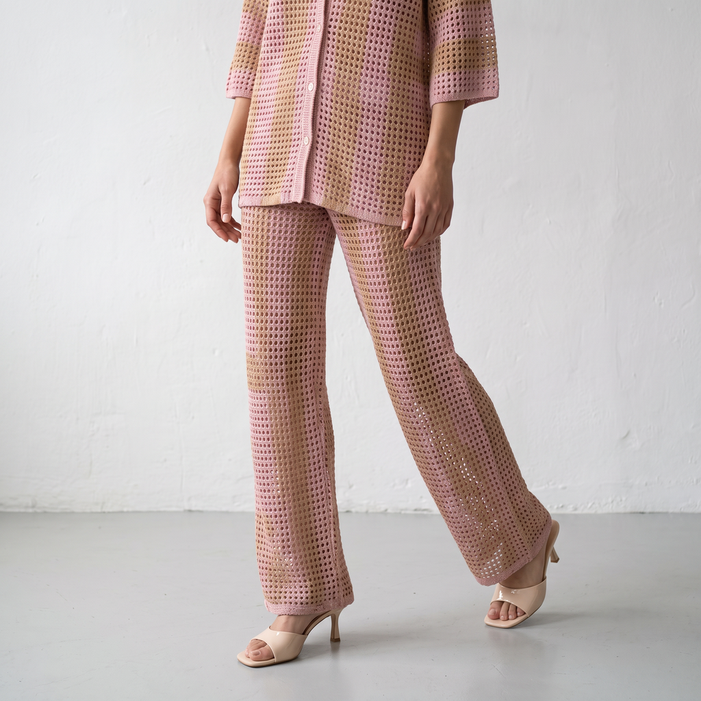 Crochet Striped Two Piece Set