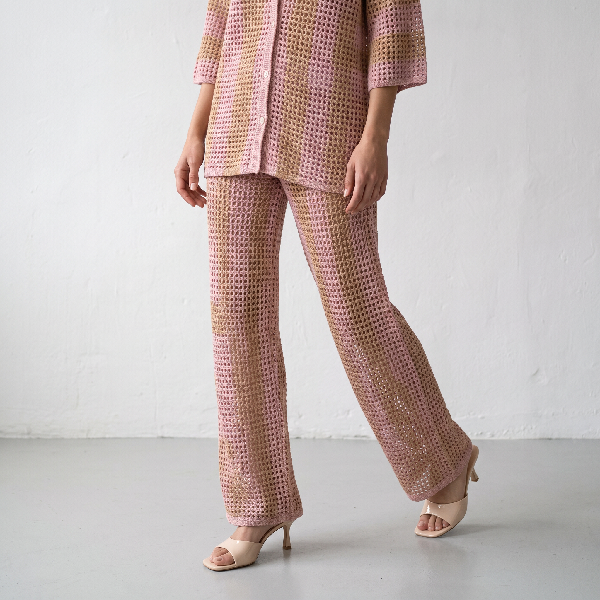 Crochet Striped Two Piece Set