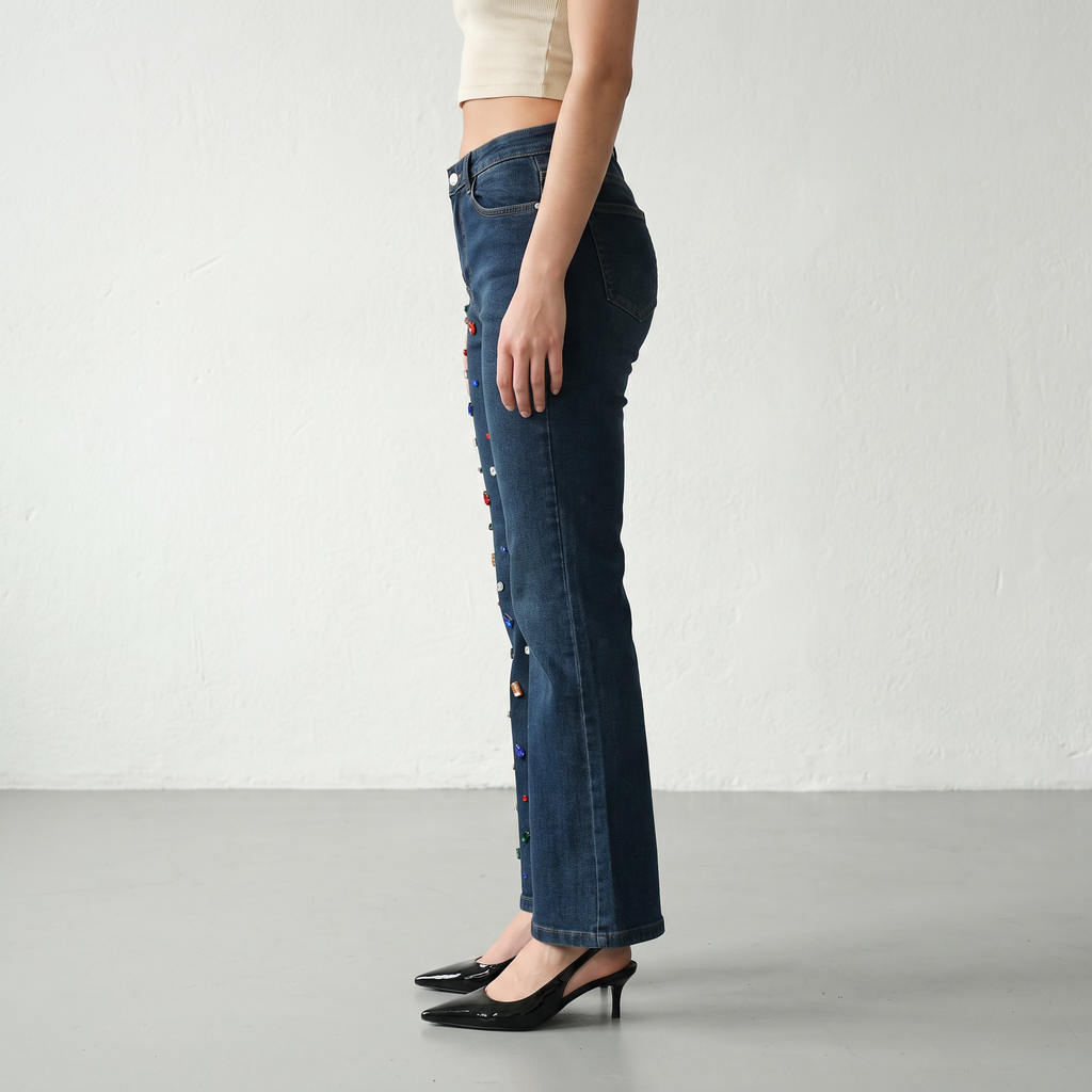 Rhinestone Radiance Denim Jeans