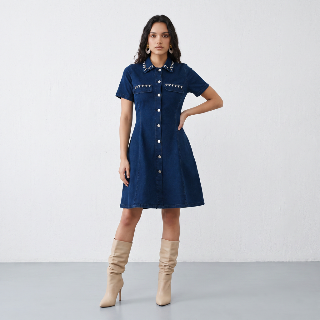 Crystal Denim Mini Dress