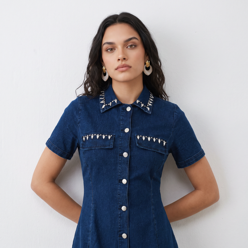 Crystal Denim Mini Dress
