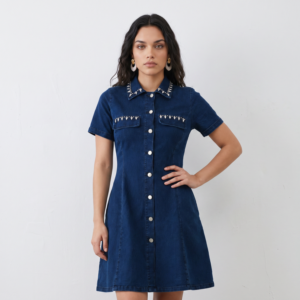 Crystal Denim Mini Dress