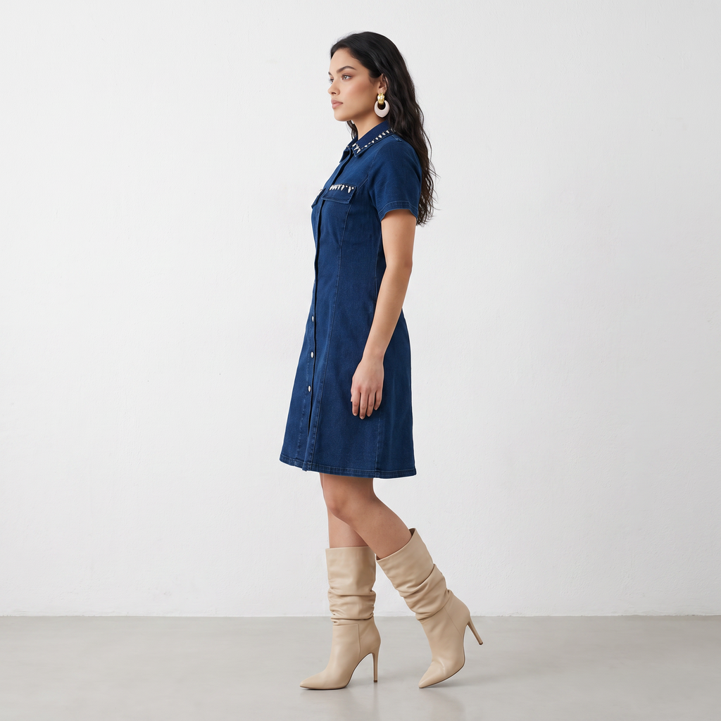 Crystal Denim Mini Dress