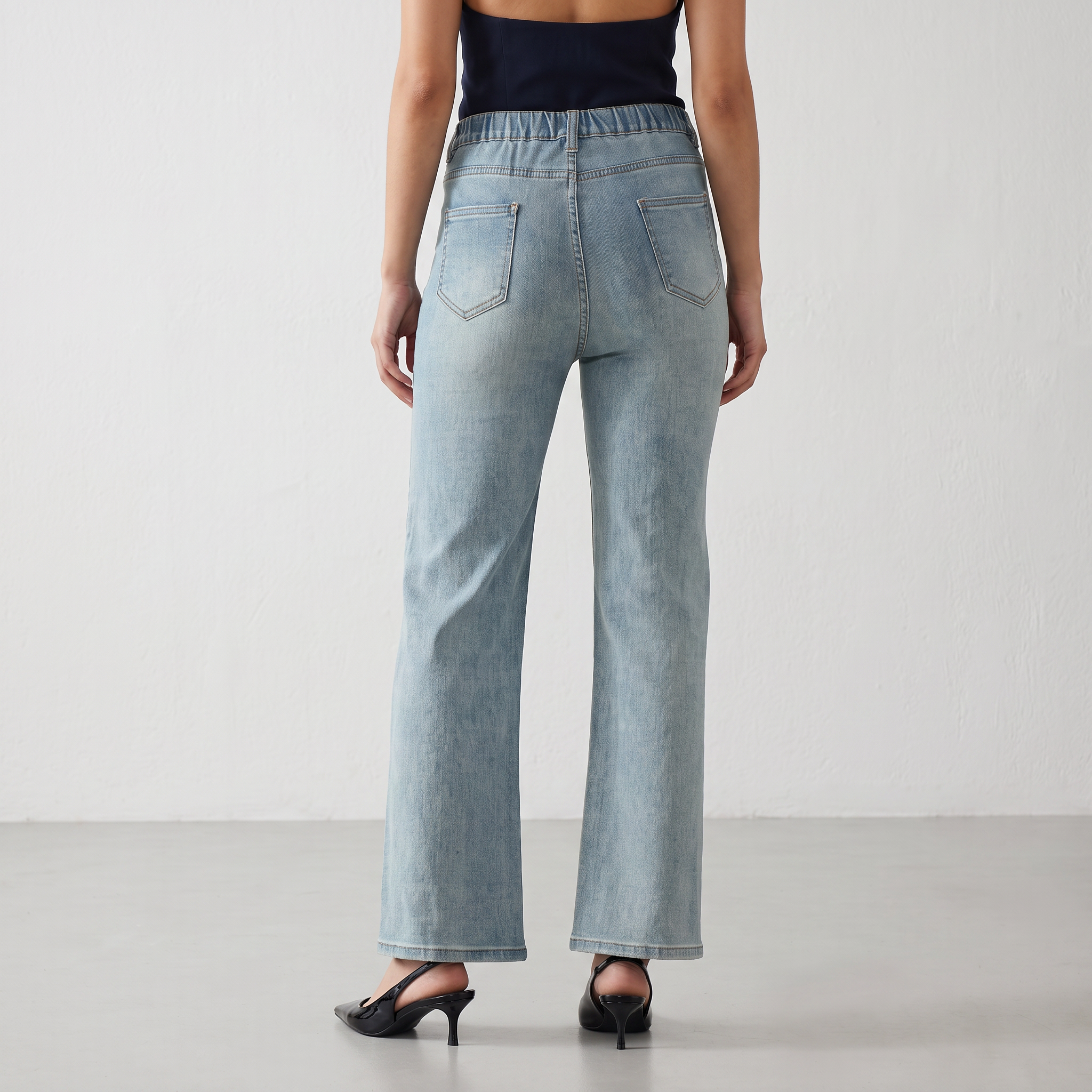 Crystal Heart Cut-Out Denim