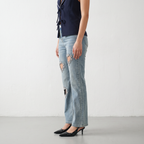 Crystal Heart Cut-Out Denim