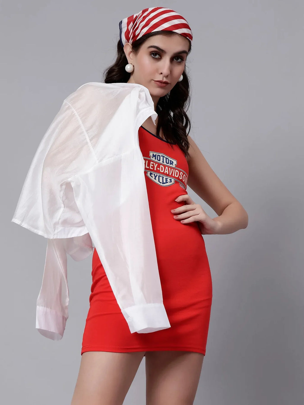 Halter Bodycon Dress With Shirt