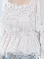 Tulle Smocking Glitter Top