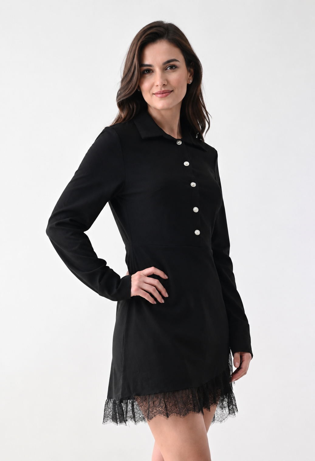 Lace Trim Panelled Mini Dress