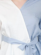 Colorblock Overlap Assymetrical Belted Top