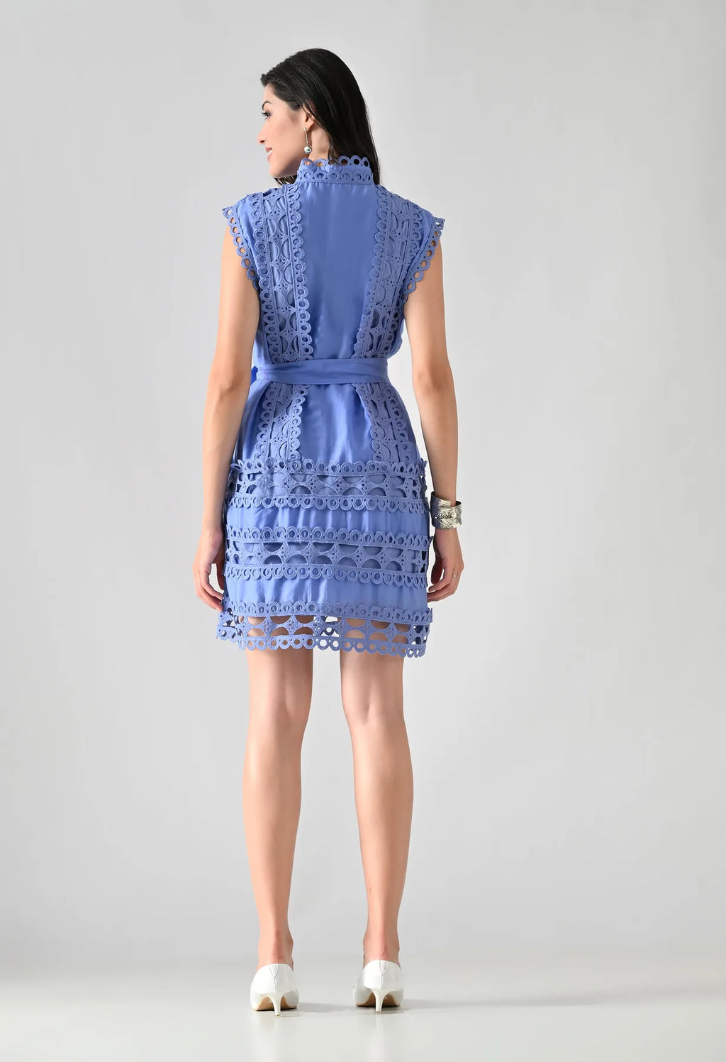 Cut-Out Belted Short Dress