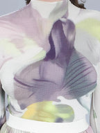 Chromatic Printed Pleated Two Piece Set